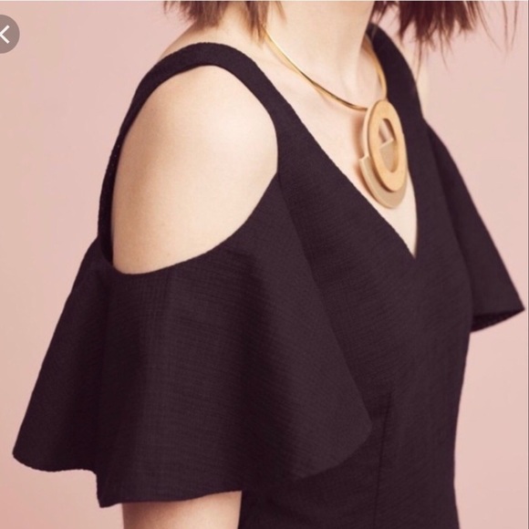 Anthro Elevenses Black Cold Shoulder Romper 10 NWT - Picture 2 of 8